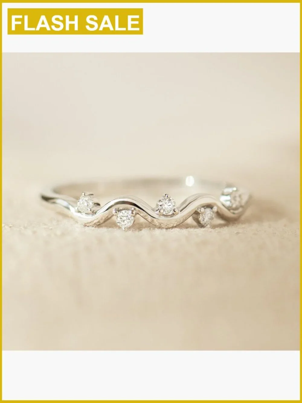 925 Sterling Silver Wave Stackable Ring, Cubic Zirconia, Midi & Pinky, Wedding